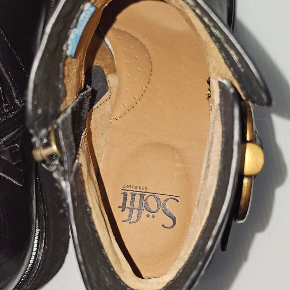 Sofft Jenine Ankle Bootie Womens 8.5 Black Leather Moto Lug Sole Block Heel - Picture 13 of 16